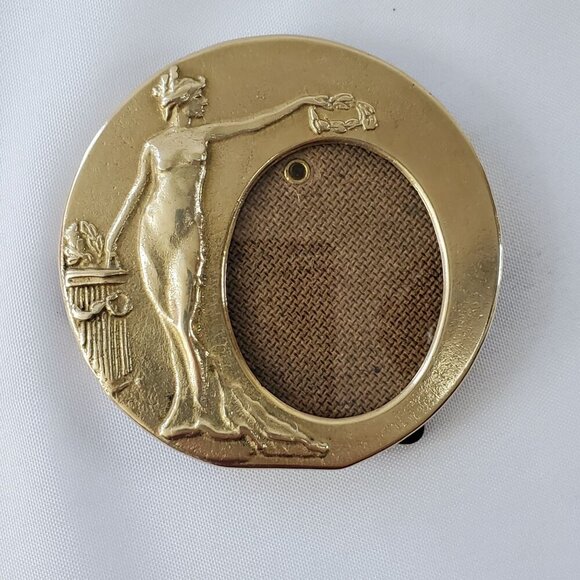 VTG Brass Nude Lady Goddess Of Victory Mini Solid Brass Frame 1920s Art Nouveau - Picture 6 of 7